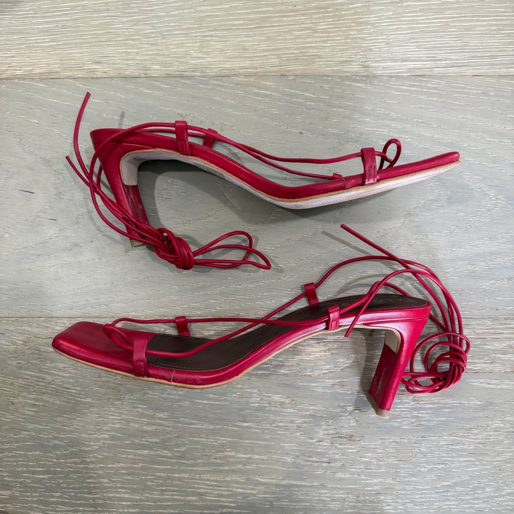ALOHAS Red Lace-Up Square-Toe Sandal - Picture 5 of 10